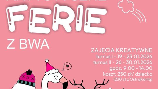 Plakat promujący Artystyczne Ferie z BWA