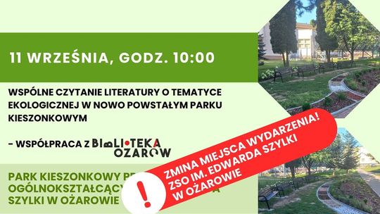 Plakat wydarzenia ekologicznego w Ożarowie