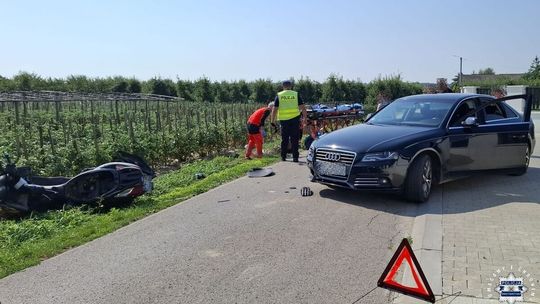 Zderzenie audi z motocyklem