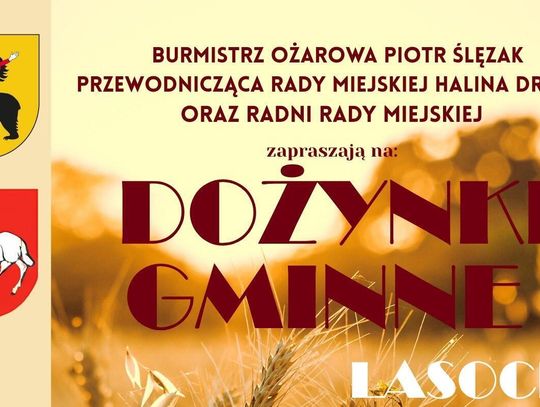 Plakat Dożynek Gminnych w Lasocinie z programem wydarzenia na 30 sierpnia 2026 roku