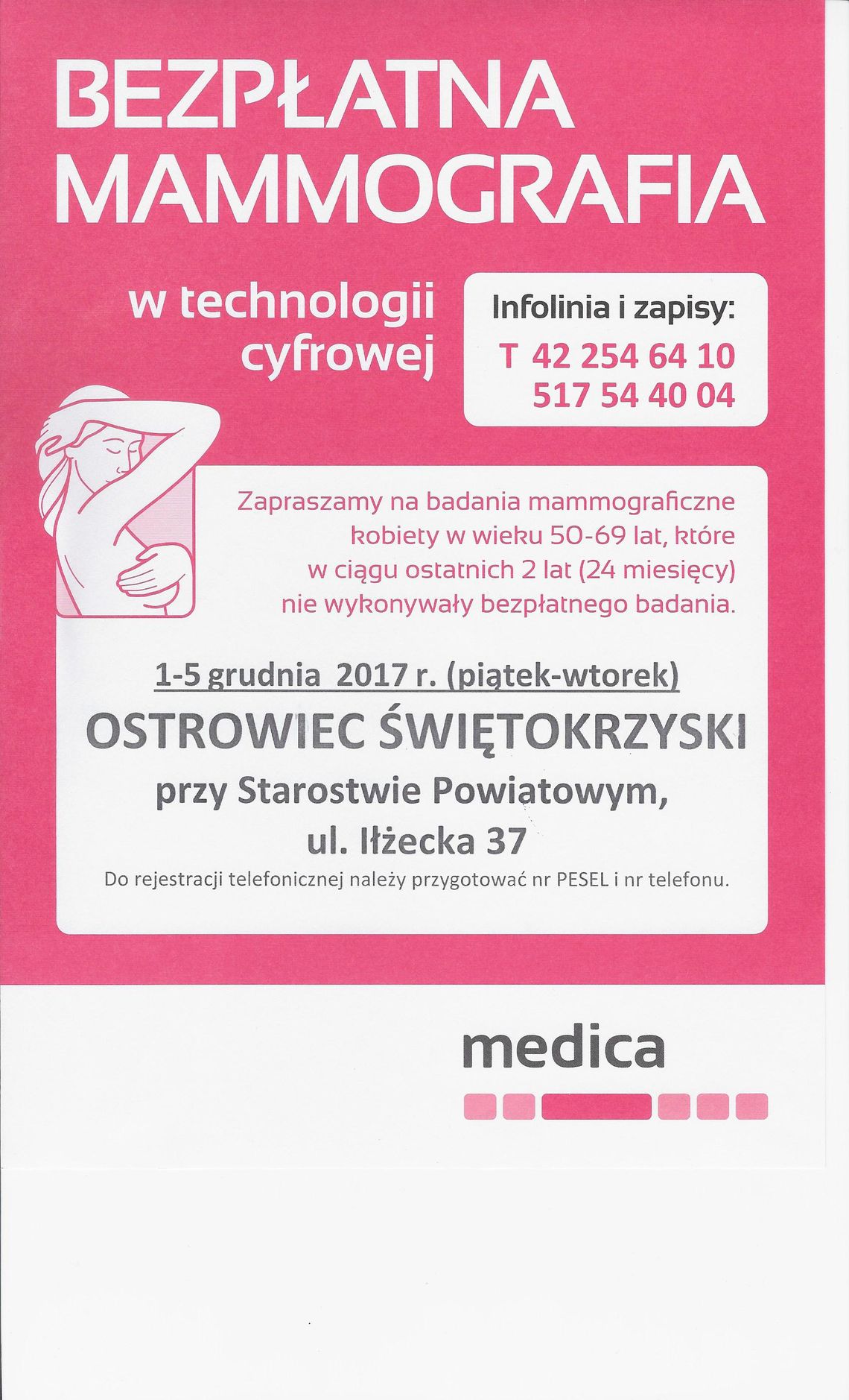 Darmowe badania mammograficzne w Ostrowcu Św. 