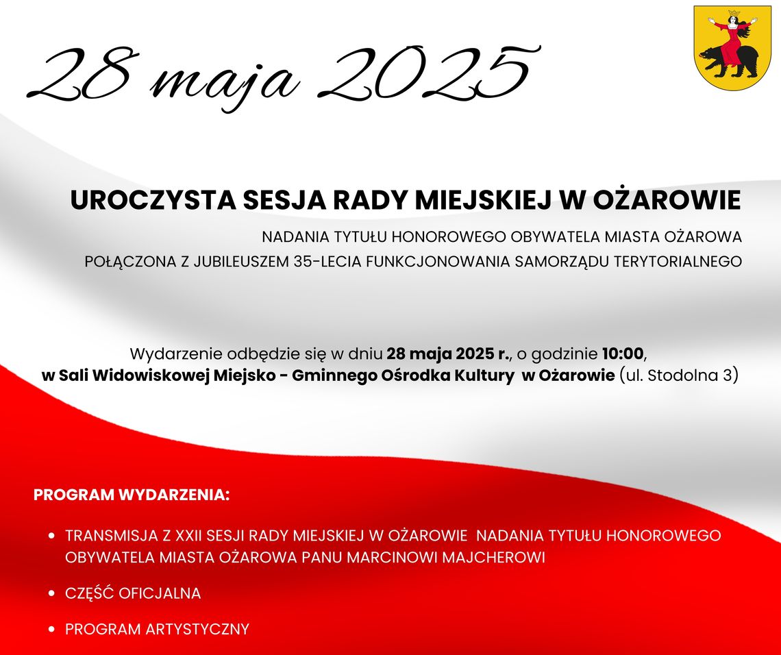 Ożarów nagradza zasłużonego obywatela i świętuje 35 lat samorządności Ożarów nagradza zasłużonego obywatela i świętuje 35 lat samorządności