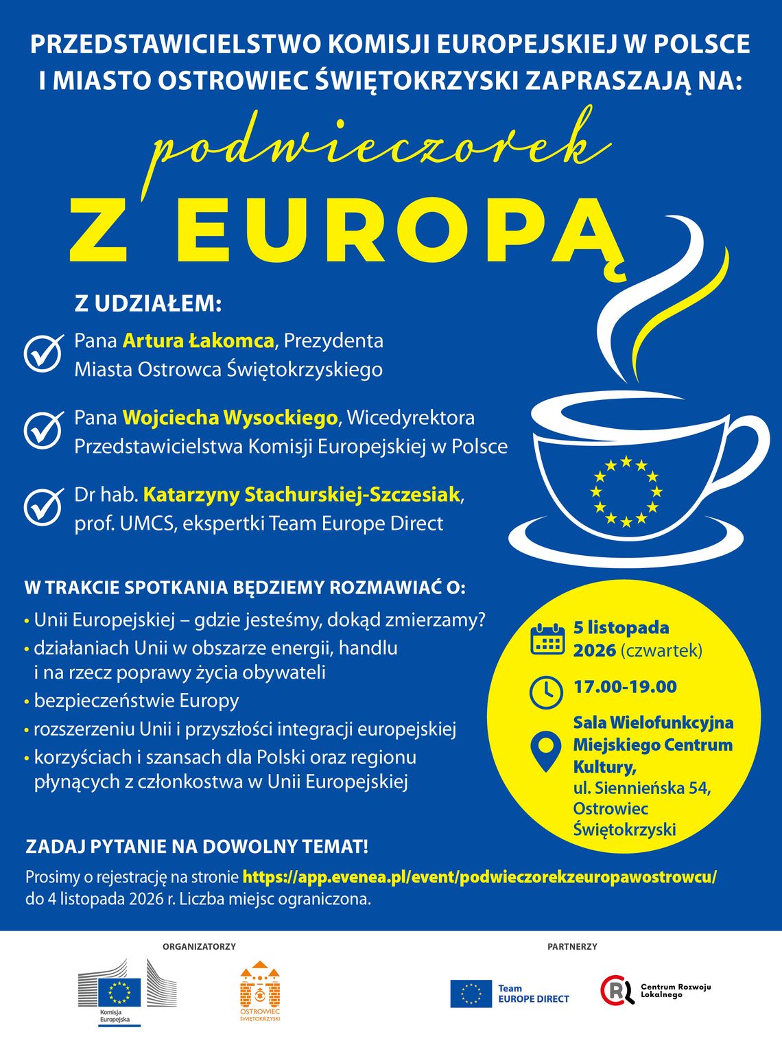 Porozmawaimy o przyszłości miasta i Unii Europejskiej