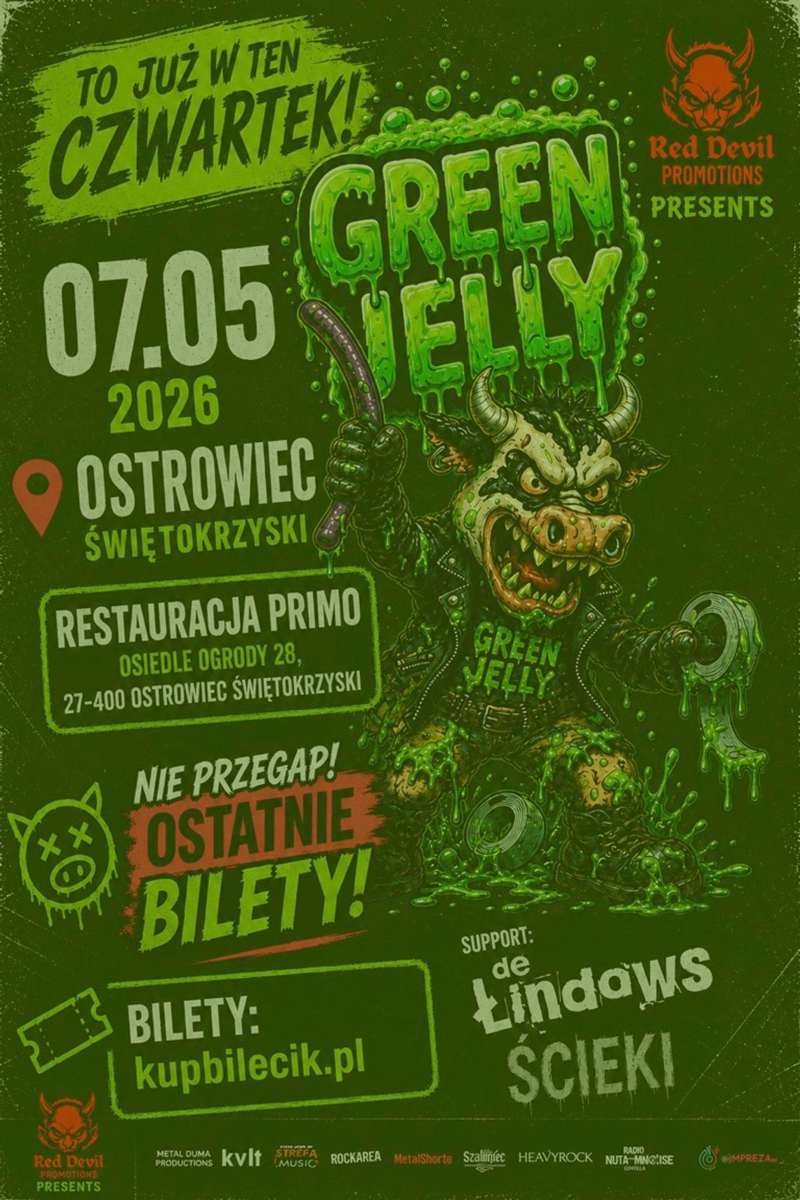 Trzy świnki, jeden wilk, cztery koncerty. GREEN JELLŸ po raz pierwszy zagra w Polsce.