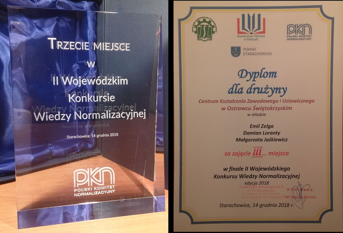 Uczniowie CKZiU laureatami Wojewódzkiego Konkursu Wiedzy Normalizacyjnej