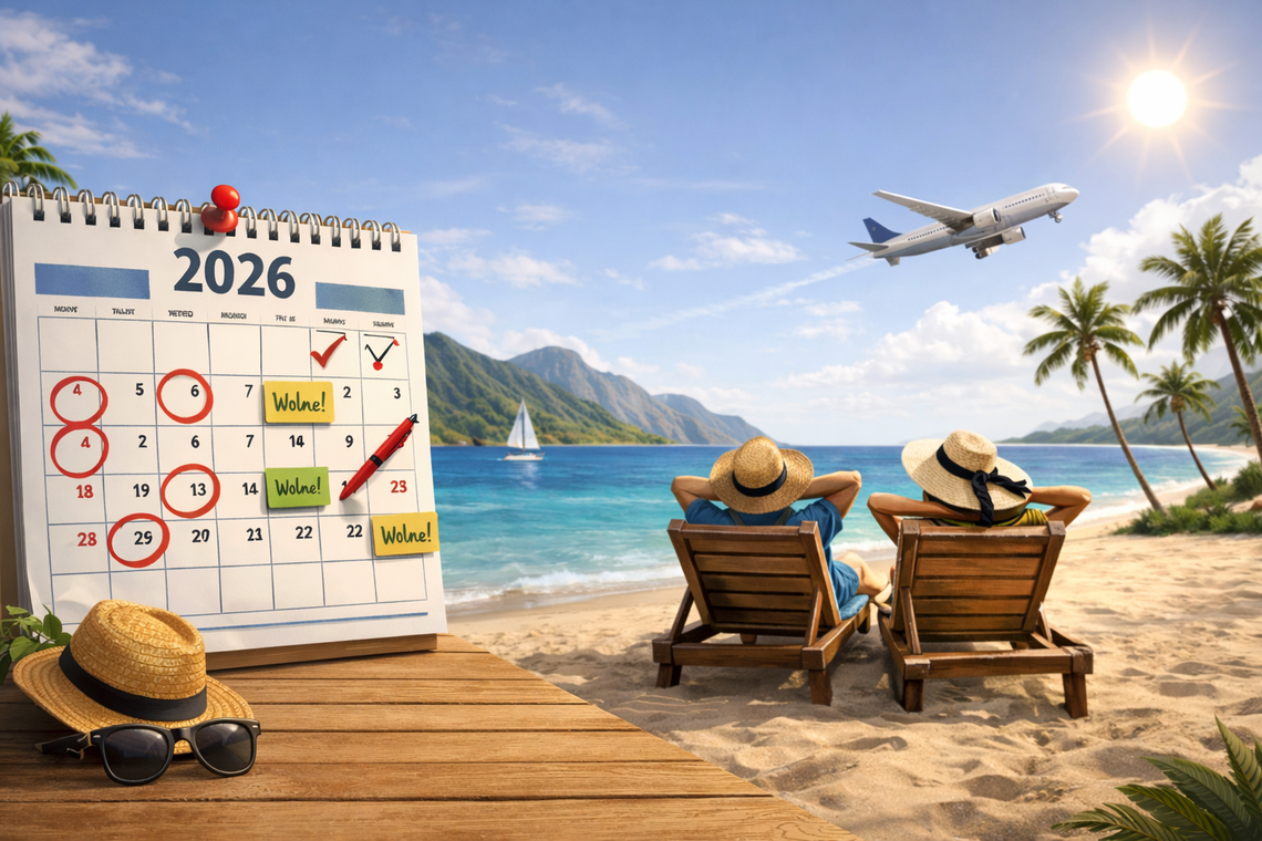 Urlop 2026: jak z kilku dni wolnych zrobić długie przerwy?