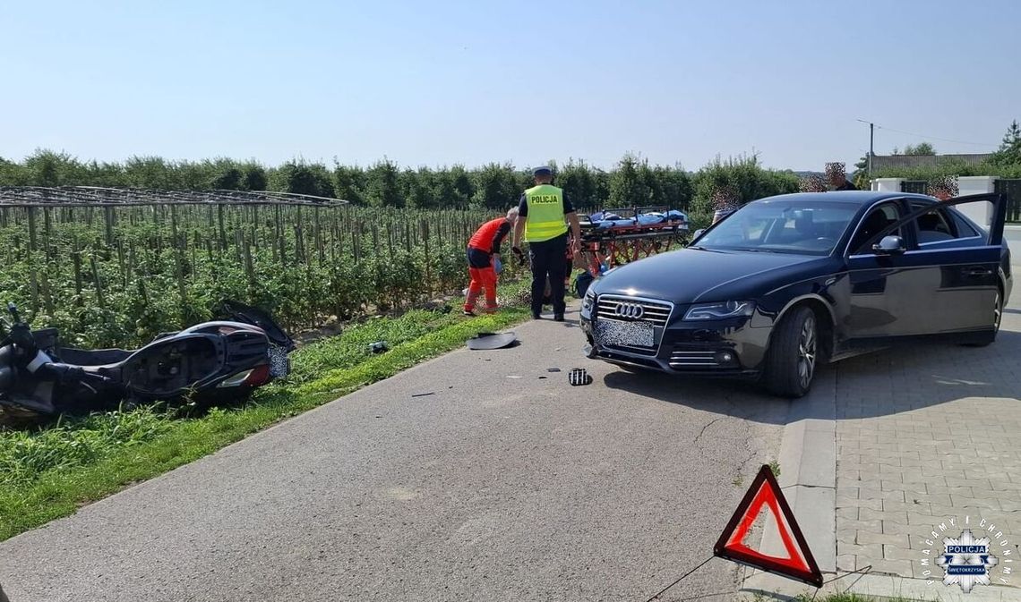 Zderzenie audi z motocyklem